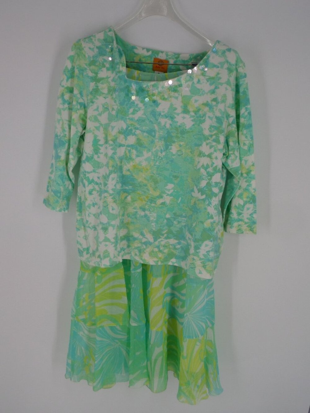 Ruby Rd Woman's Skirt Set Multi color of Green Print Size XL NWT